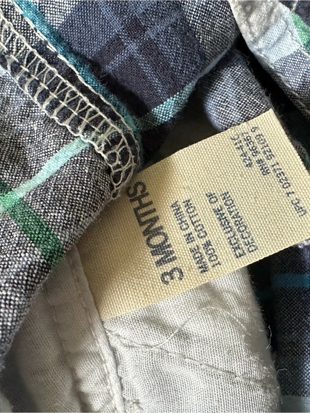 OshKosh Plaid Shortalls in Blue and Green 3m